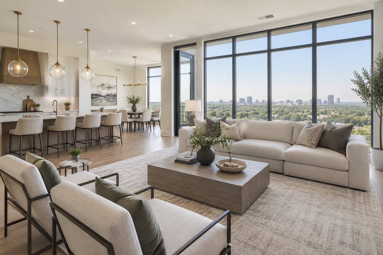 A bright, modern Dallas home interior, illustrative